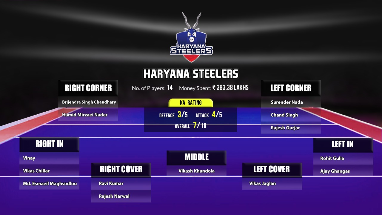 Haryana Steelers PKL 8 Squad