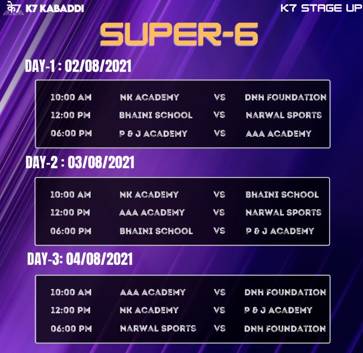 Super 6 schedule