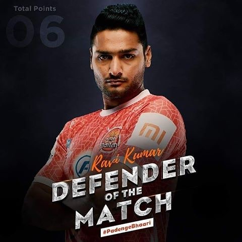 Prokabaddi Season 6, match 24, best player, Ravi Kumar