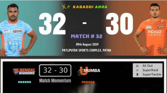Pro Kabaddi Live Bengal Warriors vs U Mumba